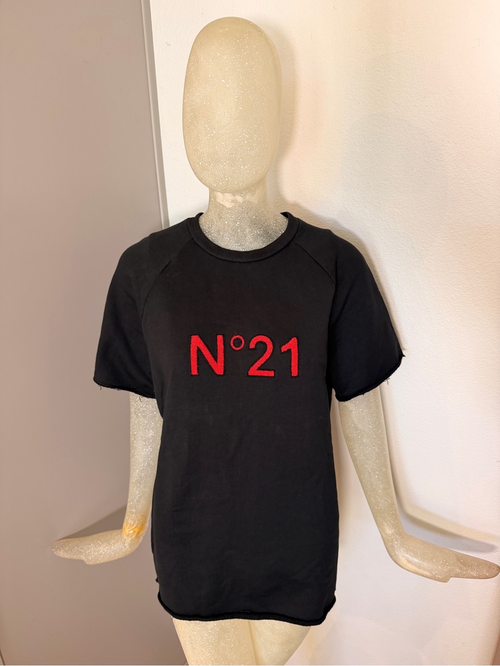 No.21 Women's Logo Tee with Black and Red Embroidery. Size Small